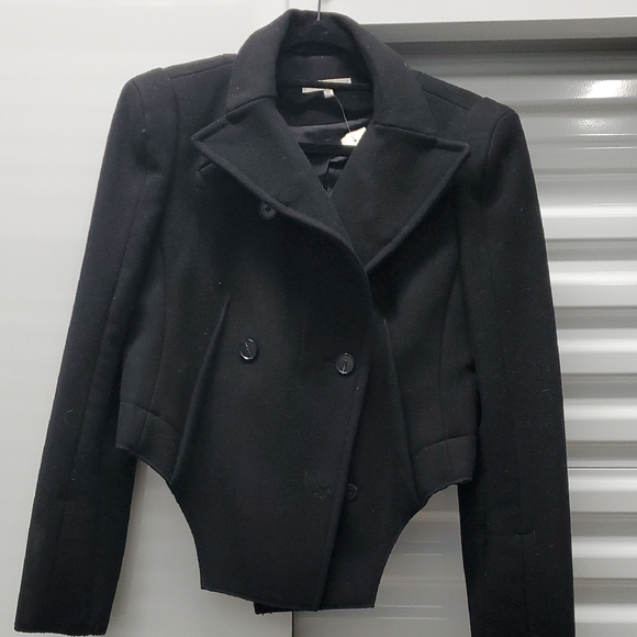 Carven Black Pea Coat with Modern Silhouette